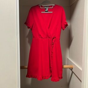 Paper Doll Red Faux Wrap Dress - L